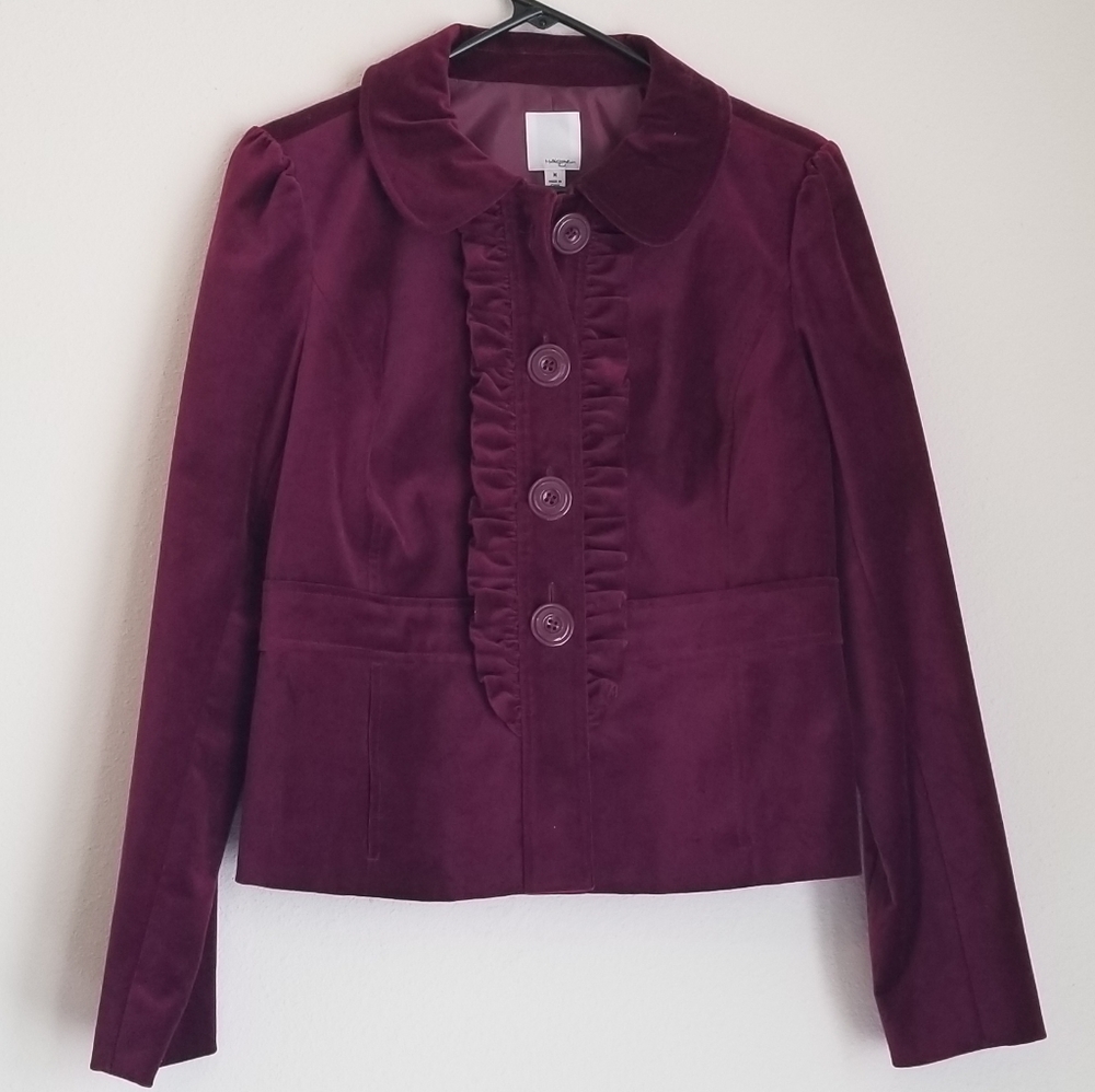 SOLD Halogen Velvet Velour Ruffle Jacket sz M